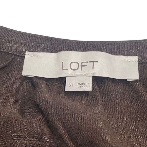 LOFT Brown Dolman Notched Button Neckline Top - Picture 3 of 6